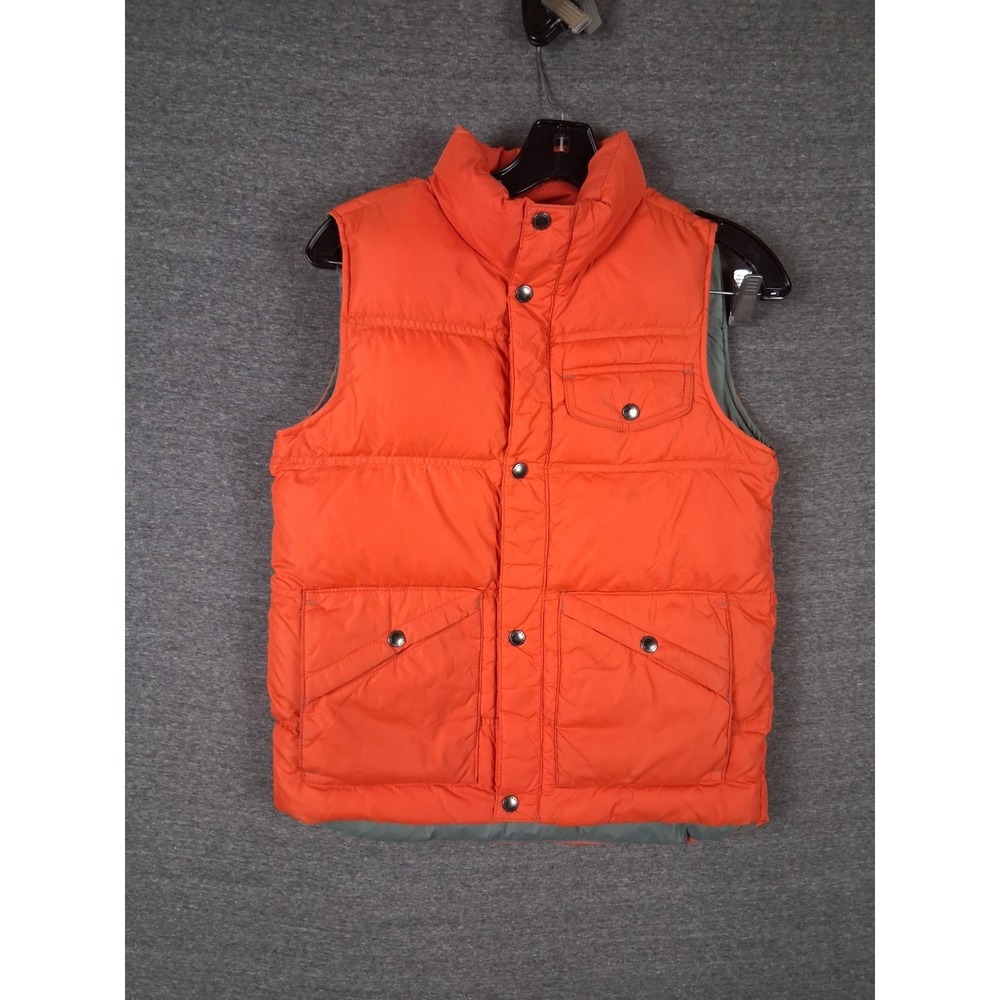Lands End Kids Jacket Medium 8 10 Orange Goose Down Puffer Vest Unisex Gorp